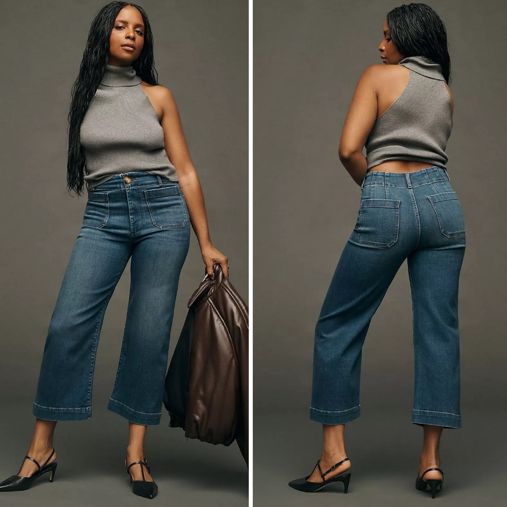 Maeve ‘the Colette’ Anthropologie Blue Wide Leg Jeans